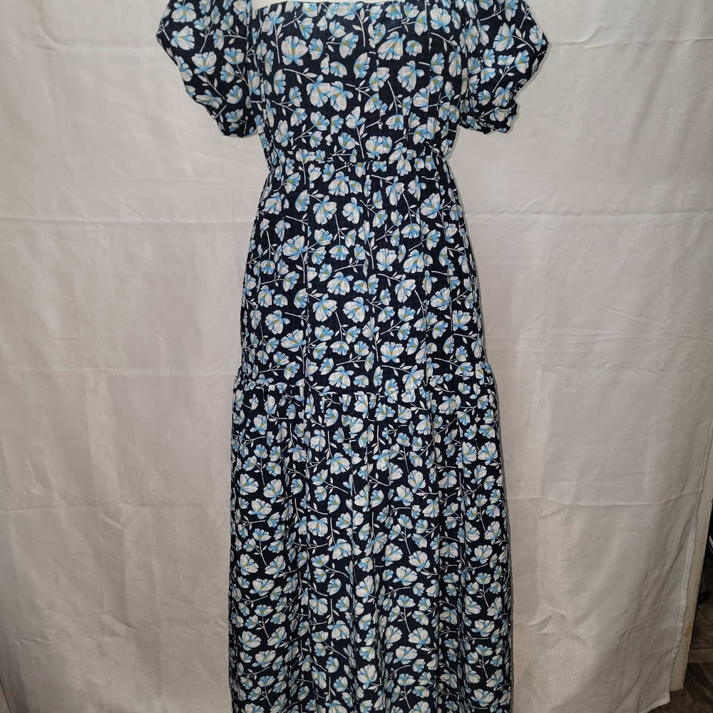 blue Off the Shoulder Maxi Dress